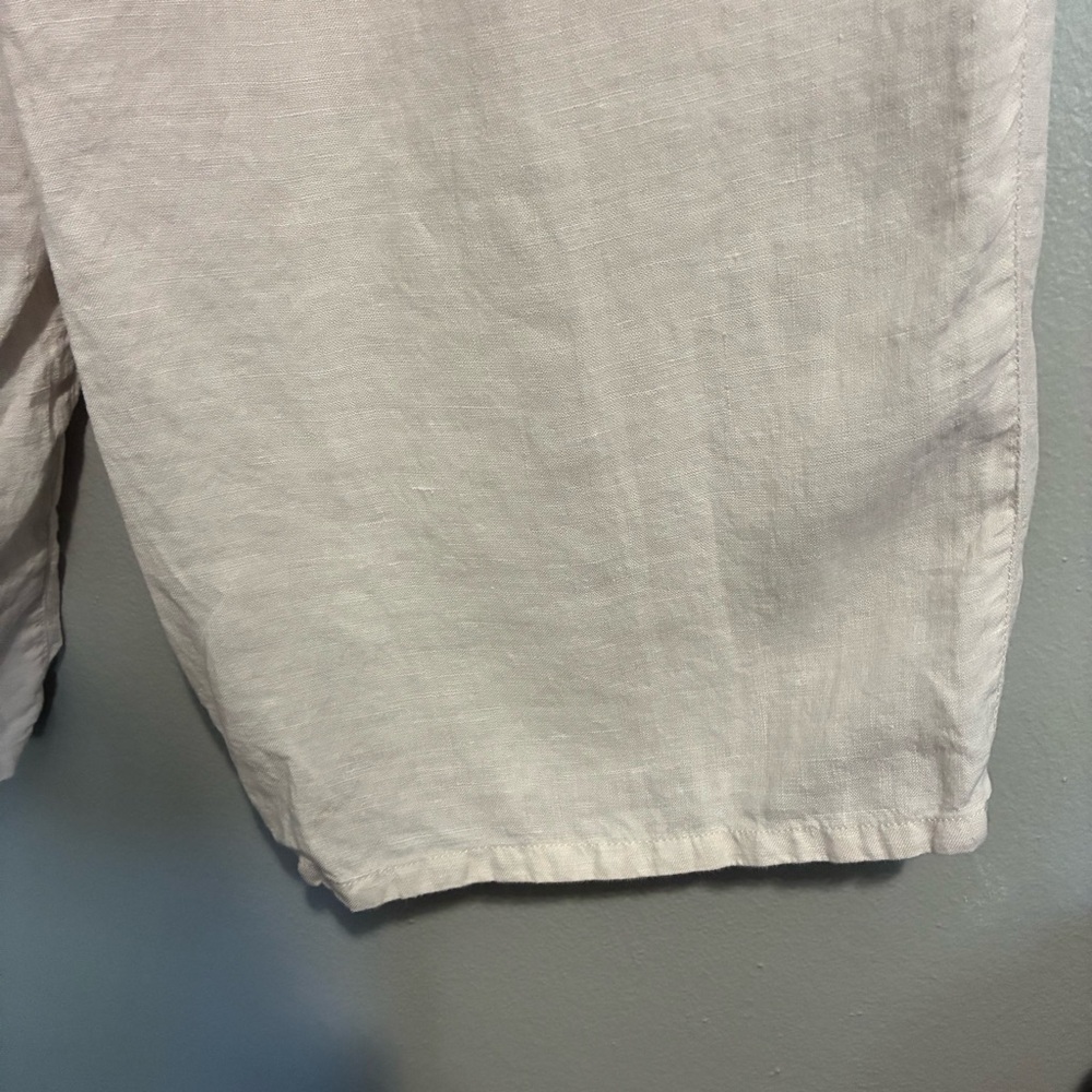 Halston Heritage Cream Linen Wide Leg Pants Drawstring Size L - Picture 7 of 7